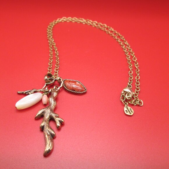 Barse Genuine Orange Sponge Coral Charm Pendant Necklace - Picture 3 of 4